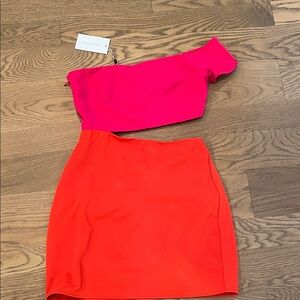 Lovers + Friends Pink and Orange Mini Dress